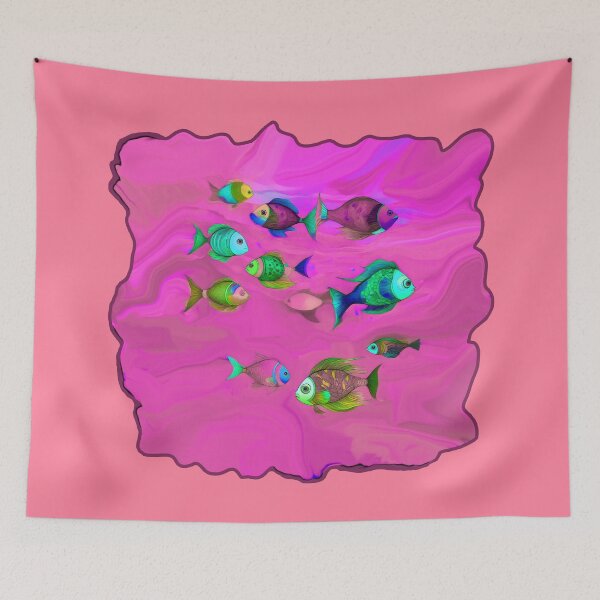 Item preview, Pink Beach Decor and Style - Boho Fish in Hot Pink Ocean designed and sold by Beachy.