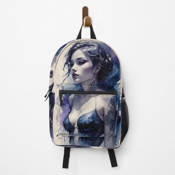 Item preview, Ink Illustration of a Girl with Dark Hair and Tattoos designed and sold by ByteyCreatives.