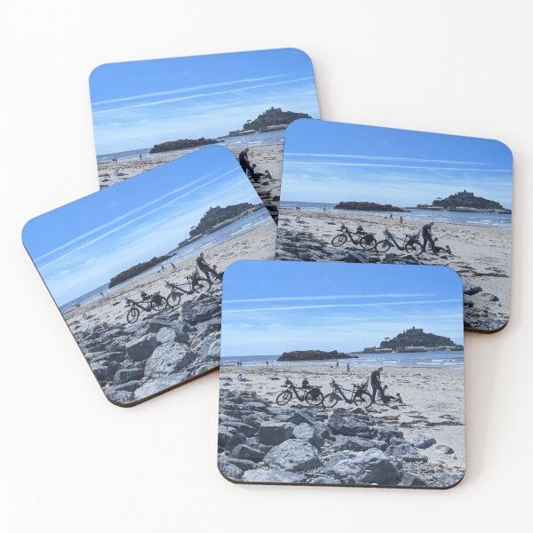 Item preview, Bikes posing in front of st Michael's Mount  designed and sold by Happyoninside.
