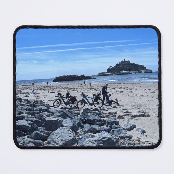 Item preview, Bikes posing in front of st Michael's Mount  designed and sold by Happyoninside.