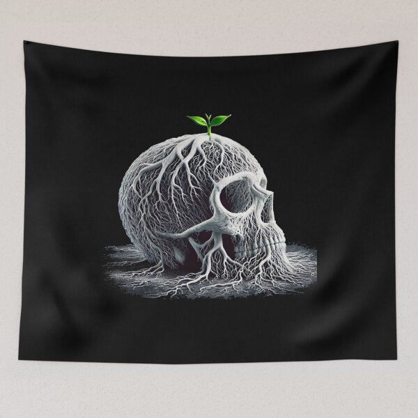 Item preview, Small Green Plant Growing on Skull designed and sold by Blink Art Studio.