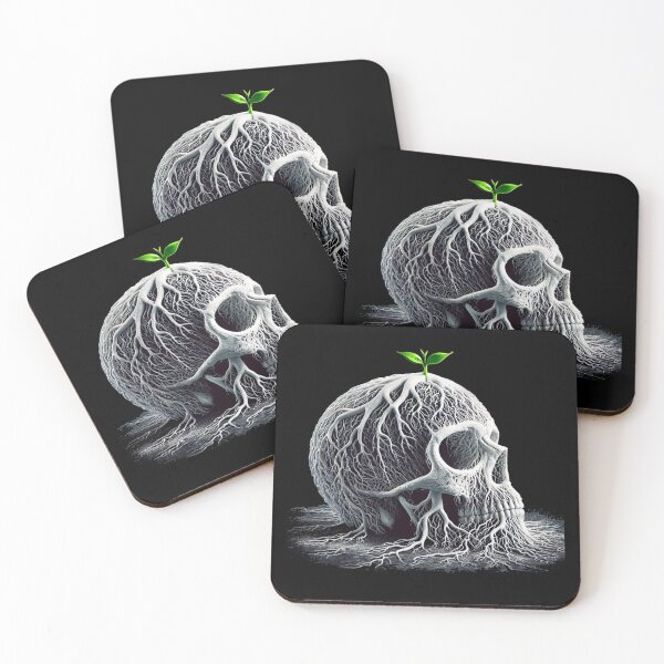 Item preview, Small Green Plant Growing on Skull designed and sold by Blink Art Studio.