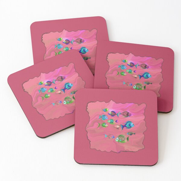 Item preview, Pink Beach Decor and Style - Boho Fish in Dark Dusty Pink Ocean designed and sold by Beachy.