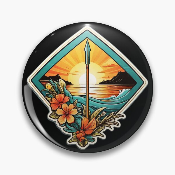 Item preview, Surf Design Spear on a Beach with Hawaii Orchids designed and sold by NautiChic.