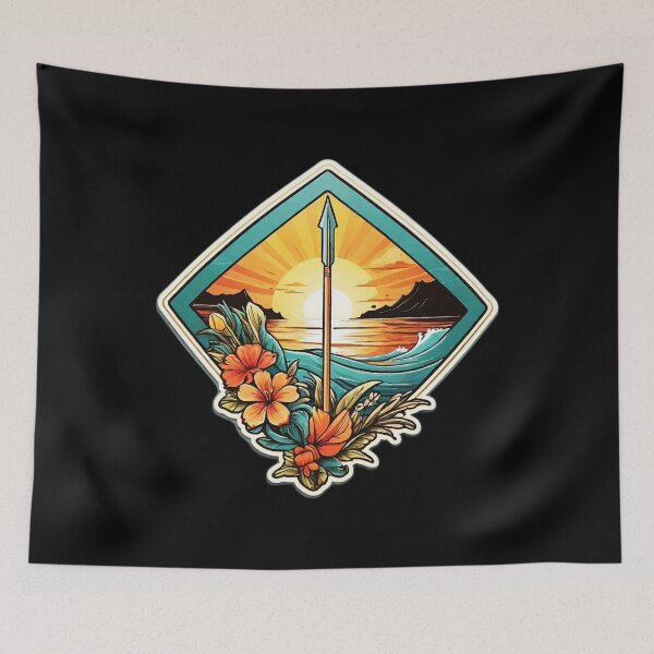 Item preview, Surf Design Spear on a Beach with Hawaii Orchids designed and sold by NautiChic.