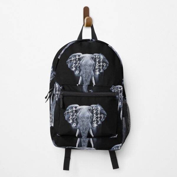 Item preview,  Elephant Head and Upper Trunk Against Overlaid with Japanese Text in Varying Fonts and Sizes designed and sold by macadolie.