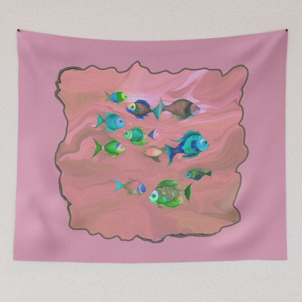 Item preview, Pink Beach Decor and Style - Boho Fish in Light Dusty Pink Ocean designed and sold by Beachy.