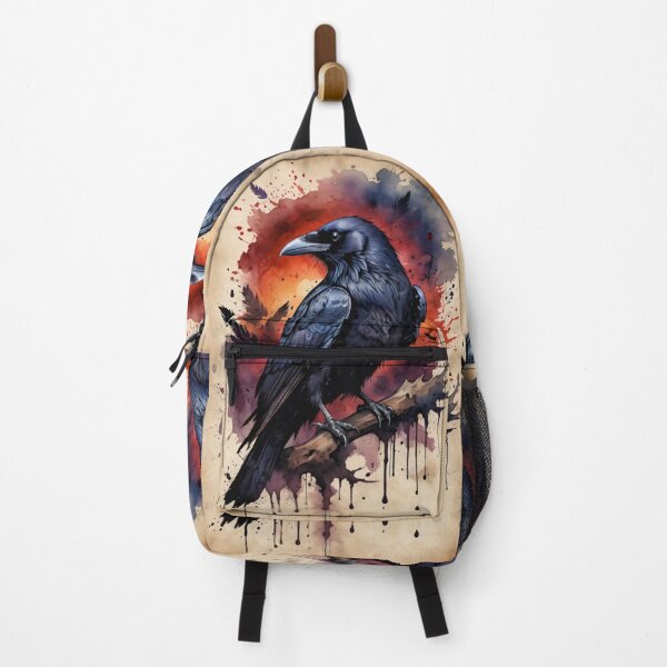 Item preview, Raven Perched on Branch Ink Illustration designed and sold by ByteyCreatives.