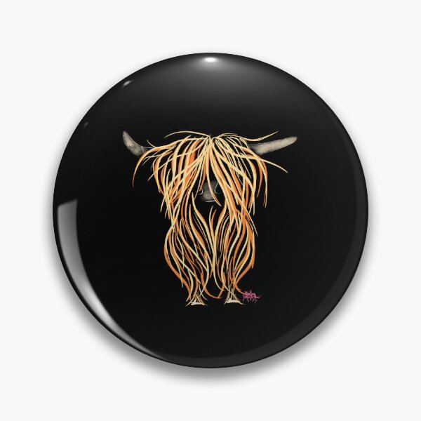 Item preview, Scottish Hairy Highland Cow ' Tattie Bogle on Black ' by Shirley MacArthuur designed and sold by Shirley MacArthur Art.