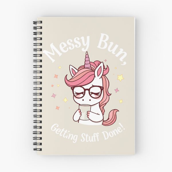 Item preview, "Messy Bun, Getting Stuff Done" – Unicorn Coffee T-Shirt designed and sold by LuluDragon.