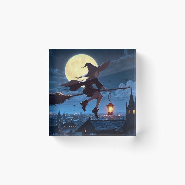 Item preview, Another Witch anime girl on broomstick portrait art designed and sold by TheArtistOf2022.