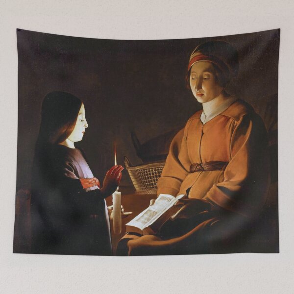 Item preview, Georges de la Tour's Education of the Virgin Candlelight Scene designed and sold by TheSoulOfArt.