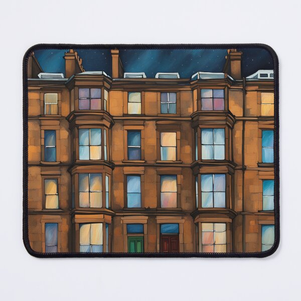 Item preview, Glasgow tenement at night  designed and sold by Simply The West Prints.
