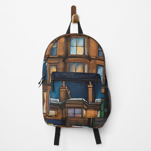 Item preview, Glasgow tenement at night designed and sold by Simply The West Prints.