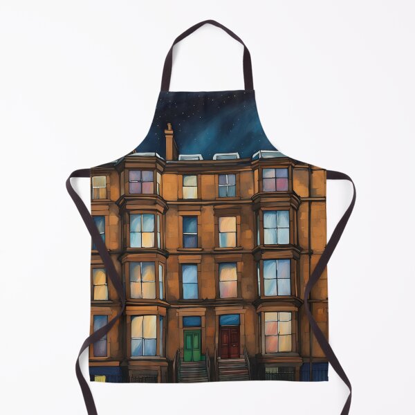 Item preview, Glasgow tenement at night designed and sold by Simply The West Prints.