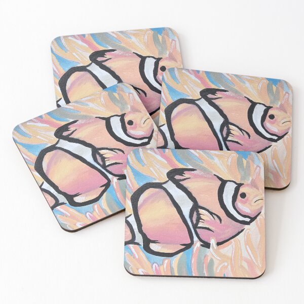 Item preview, Pastel Clownfish and Anemone watercolour painting print designed and sold by CreativelySophG.