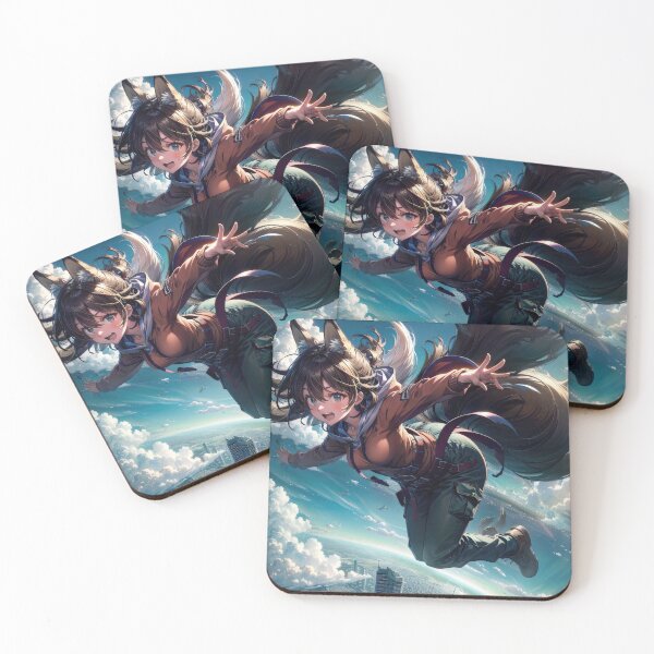Item preview, Anime urban girl skydiving with city below art designed and sold by TheArtistOf2022.