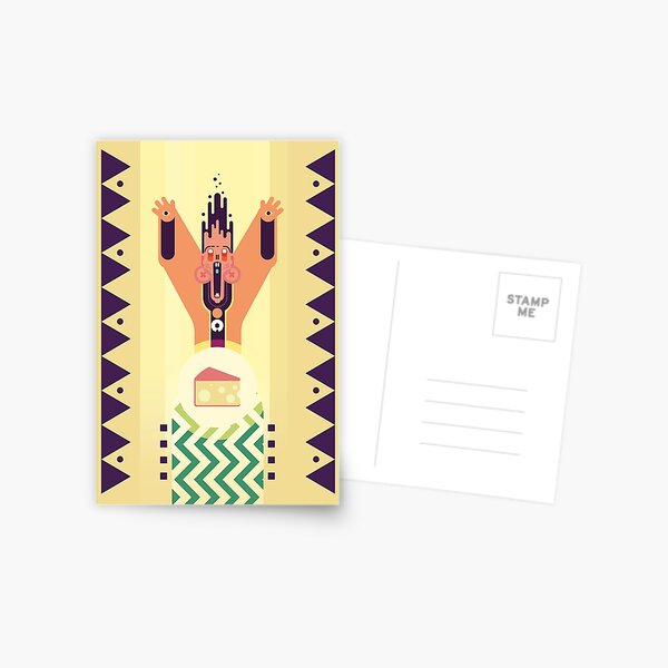 Cheese Worship: Abstract and Playful Illustration Postcard