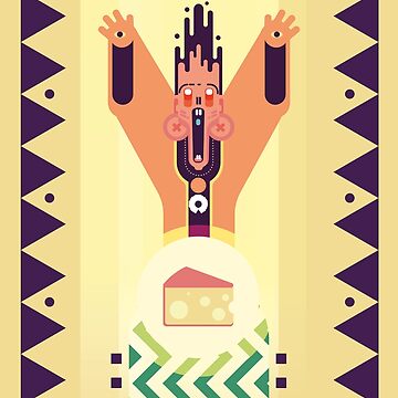 Artwork thumbnail, Cheese Worship: Abstract and Playful Illustration by TribalCodex