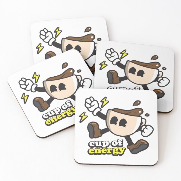 Item preview, Cup of energy, Cute coffee mascot illustration for coffee lovers  designed and sold by Rednosestickers.