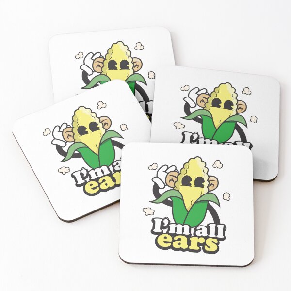Item preview, I'm all ears funny corn on the cob mascot illustration for corn lovets designed and sold by Rednosestickers.