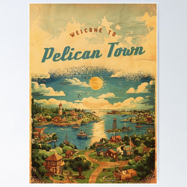Item preview, Vintage Pelican Town Illustration designed and sold by galaxyalexander.