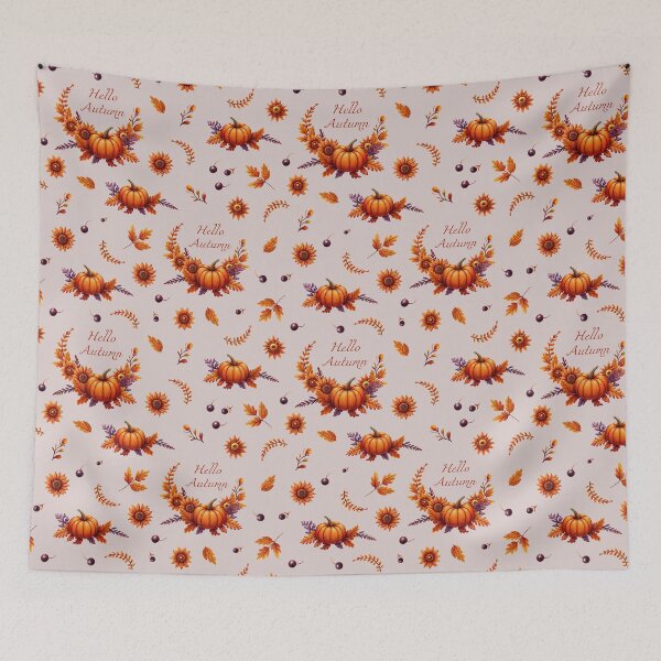 Item preview, Hello autumn.Autumn leaves, pumpkin and sunflower. pattern in watercolor style designed and sold by Tatty-shop.