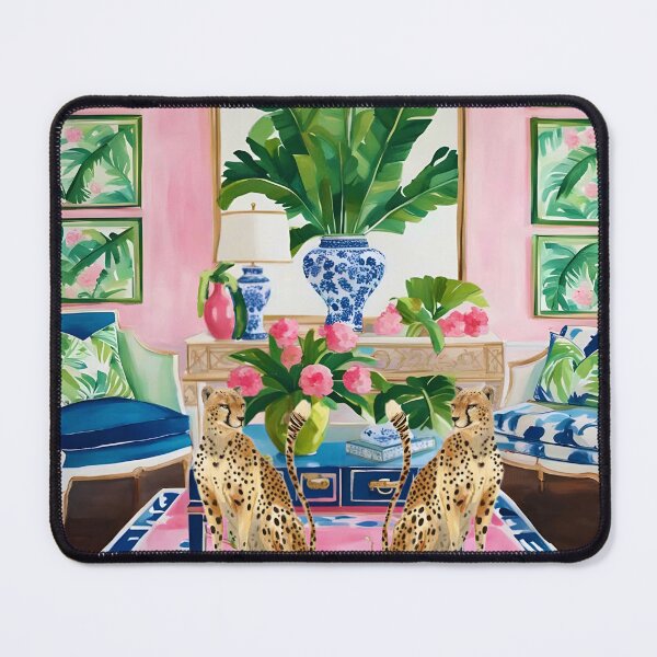 Item preview, Two cheetahs in preppy Palm Beach intetior designed and sold by SophieClimaArt.