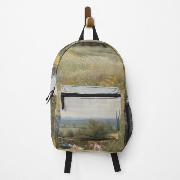 Item preview, Wildflower Field Landscape Oil Painting, Vintage Landscape Art Print #1 designed and sold by tarzbol.