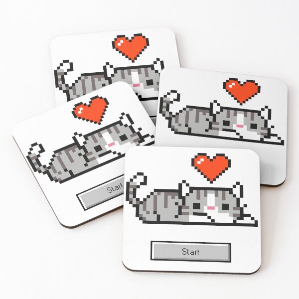 Item preview, CAT WITH PIXEL HEART ART designed and sold by infinitearte.