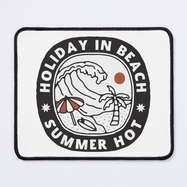 Item preview, Tropical Beach Holiday Badge with Wave and Palm Tree designed and sold by DrawingSarc.