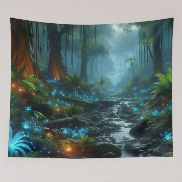 Item preview, Realistic Rainforest With Bioluminescent Flora And Fauna. designed and sold by IrsathThaslima.