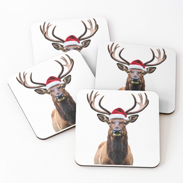 Item preview, Funny Elk Wearing Christmas Hat designed and sold by LazyOwlStore.