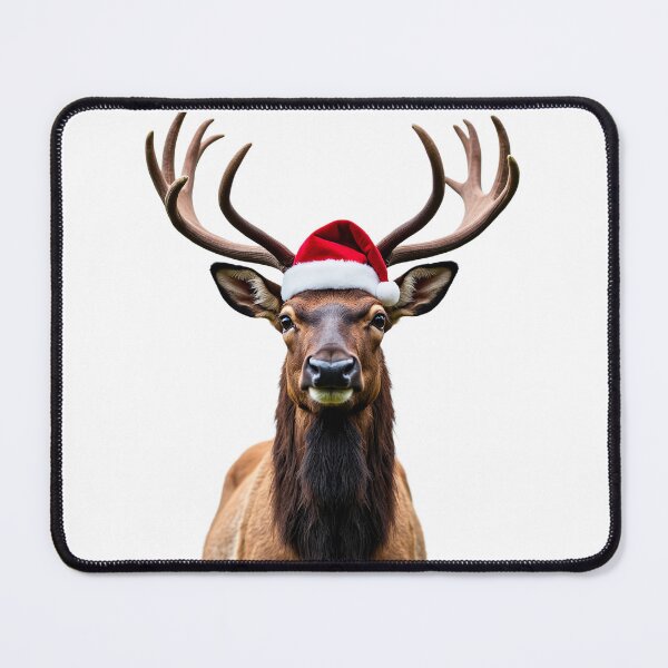 Item preview, Funny Elk Wearing Christmas Hat designed and sold by LazyOwlStore.