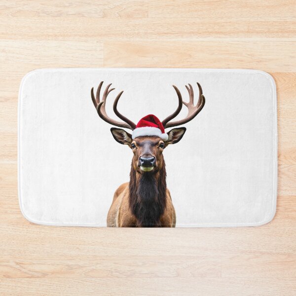 Item preview, Funny Elk Wearing Christmas Hat designed and sold by LazyOwlStore.