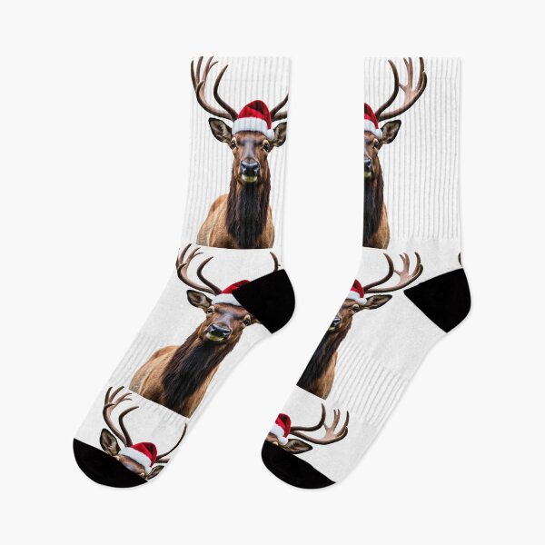 Item preview, Funny Elk Wearing Christmas Hat designed and sold by LazyOwlStore.