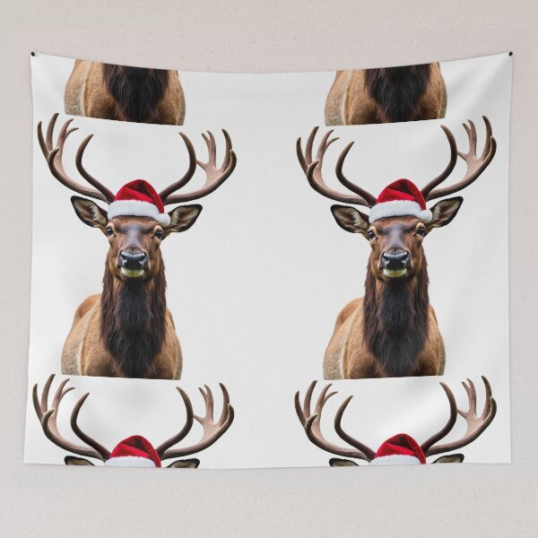 Item preview, Funny Elk Wearing Christmas Hat designed and sold by LazyOwlStore.