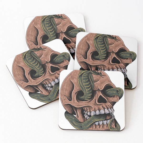 Item preview, SKULL DESIGNED WITH GREEN SNAKE designed and sold by infinitearte.