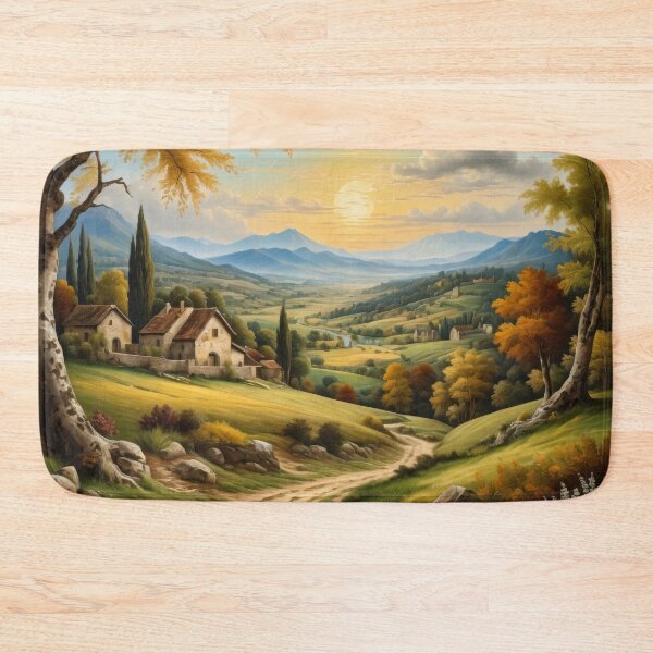 Item preview, Rustic Landscape Oil Painting, Vintage Nature Art Print designed and sold by tarzbol.