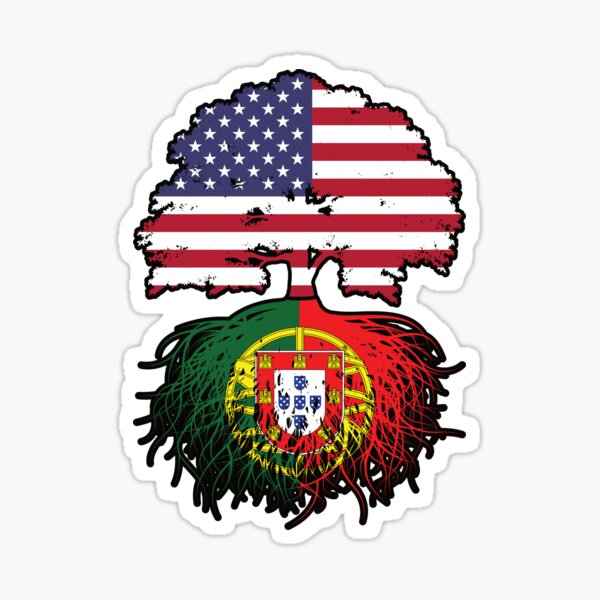 Portugal Portuguese American USA United States America Tree Roots Flag Sticker
