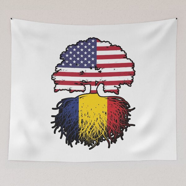 Item preview, Romania Romanian American USA United States America Tree Roots Flag designed and sold by FlagX.