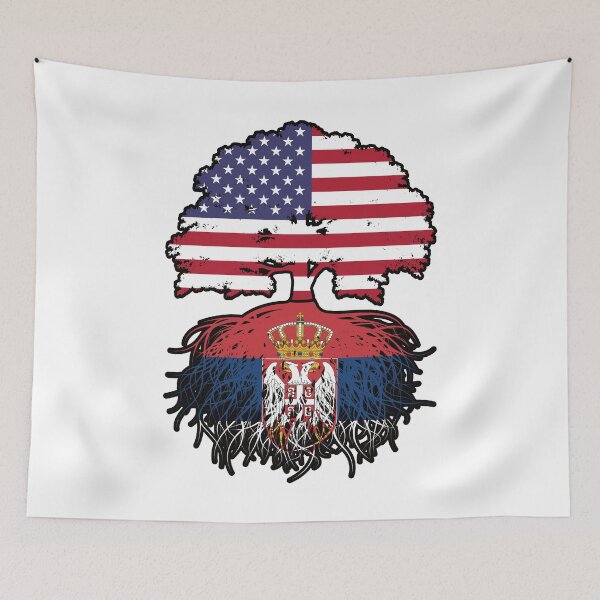 Item preview, Serbia Serbian American USA United States America Tree Roots Flag designed and sold by FlagX.