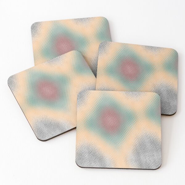 Item preview, Random geometric peach mint raspberry & silver designed and sold by lancswithlove.