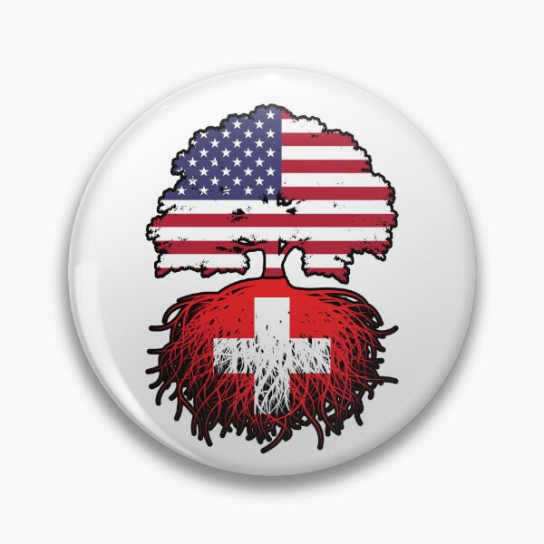 Artikelvorschau, Schweiz Swiss American USA Vereinigte Staaten Amerika Baumwurzeln Flagge entworfen und verkauft von FlagX.