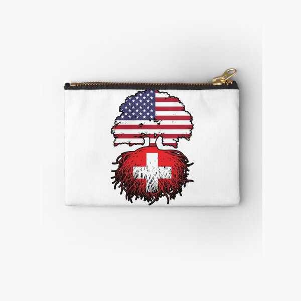 Artikelvorschau, Schweiz Swiss American USA Vereinigte Staaten Amerika Baumwurzeln Flagge entworfen und verkauft von FlagX.