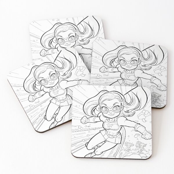 Item preview, BLACK AND WHITE CARTOON OF A SUPER HEROINE designed and sold by infinitearte.