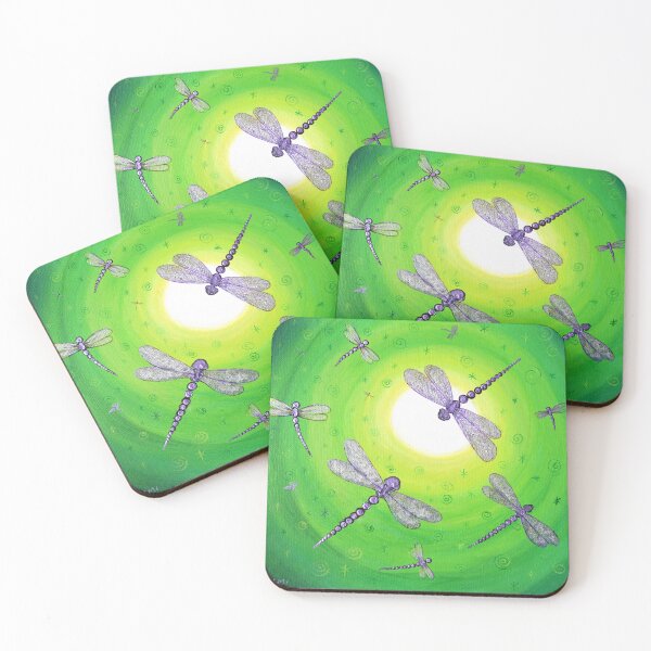 Item preview, Shimmering Purple Dragonflies in Green Moonlight designed and sold by BreezyZen.