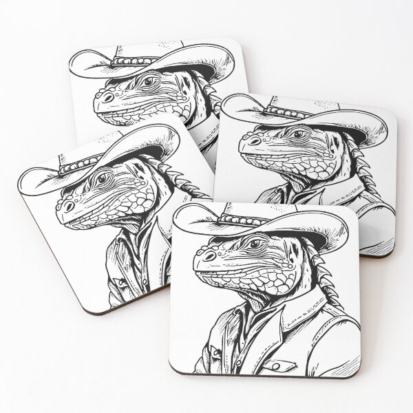 Item preview, Cowboy Reptile Illustration - A Fusion of Western and Fantasy Art designed and sold by Aqmean.