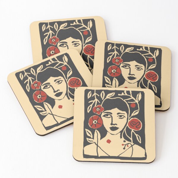Item preview, A mesmerizing Matisse-inspired illustration featuring lips and vibrant red sakura flowers designed and sold by 123ks.