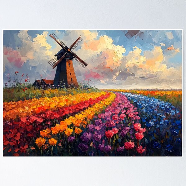 Item preview, Sunset Tulip Fields designed and sold by RedPeaStudio.